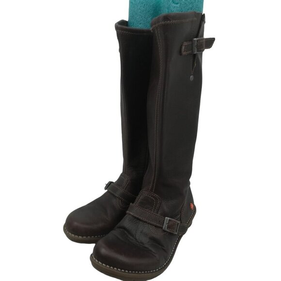 The ART Company Brown Leather Mid Calf Riding Boots Size 36 US 6 Comfort Heel - Picture 1 of 14
